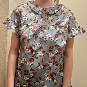 Unbranded Floral Blouse with Peter Pan Collar and Back Tie